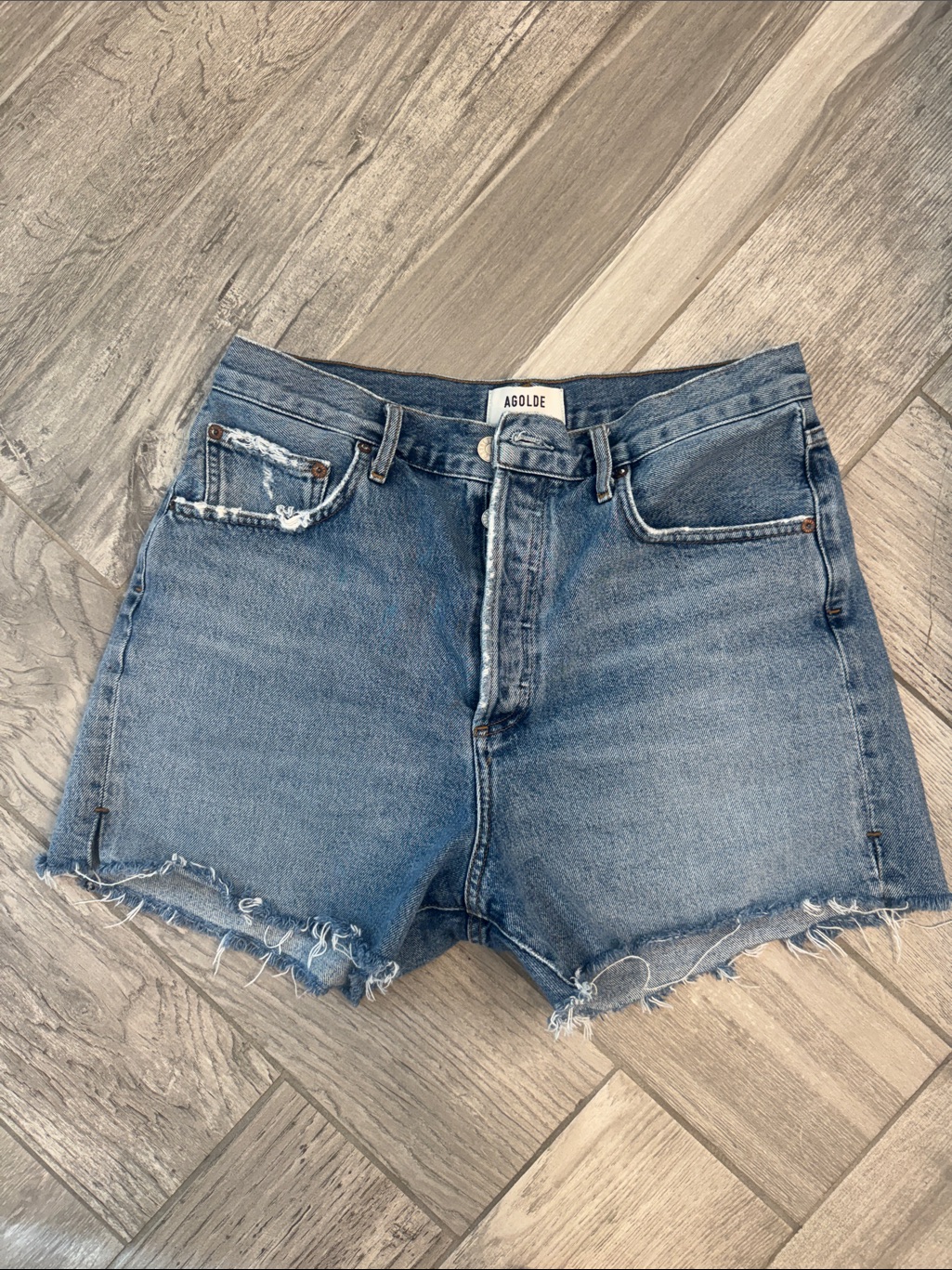 Agolde Dee High-Rise Cutoff Denim Shorts